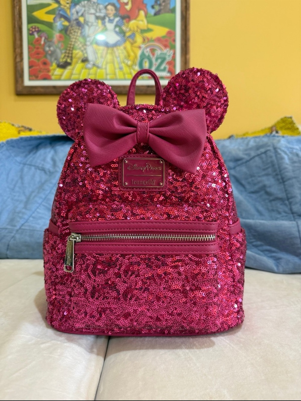 Loungefly Magenta Orchid Sequin Minnie Backpack